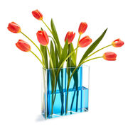 Corrugated blue vase